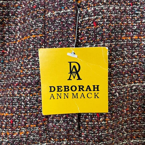 Deborah Ann Mack Jacket Womens Size 8 Red Orange Wool Tweed Leather Bomber Retro - Picture 15 of 16